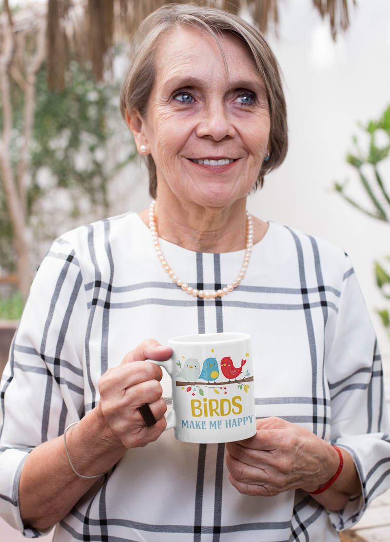 Birds Make Me Happy Mug – Cute & Cheerful Gift for Bird Lovers
