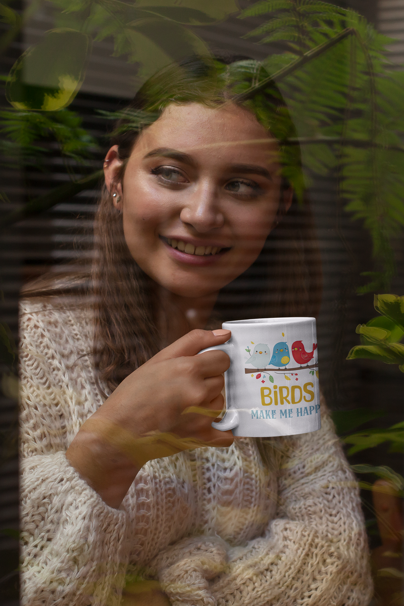 Birds Make Me Happy Mug – Cute & Cheerful Gift for Bird Lovers