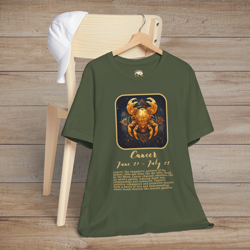 The Cancer Zodiac T-Shirt - Nurturing & Intuitive Astrology Tee Military Green