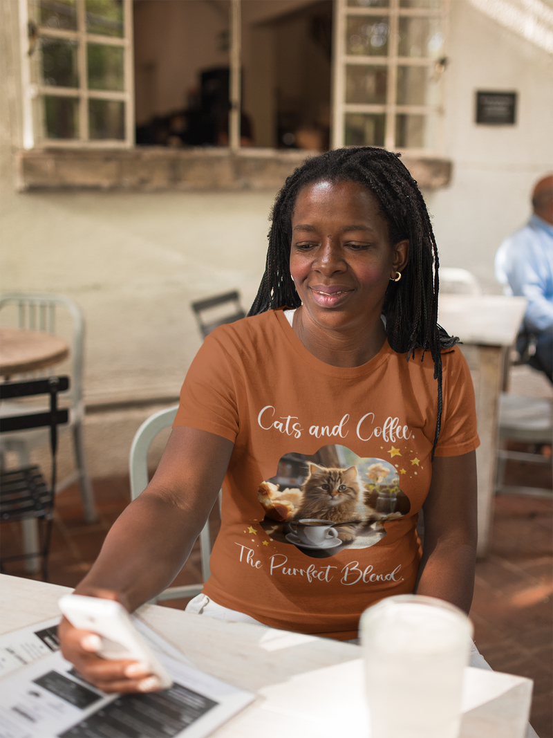The Cats & Coffee Purrfect Blend T-Shirt – Funny & Cozy Tee
