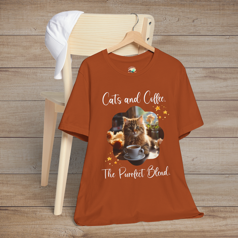 The Cats & Coffee Purrfect Blend T-Shirt – Funny & Cozy Tee Autumn