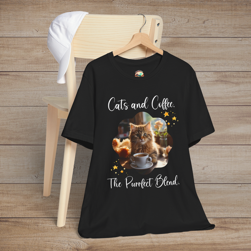 The Cats & Coffee Purrfect Blend T-Shirt – Funny & Cozy Tee