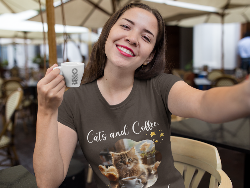 The Cats & Coffee Purrfect Blend T-Shirt – Funny & Cozy Tee