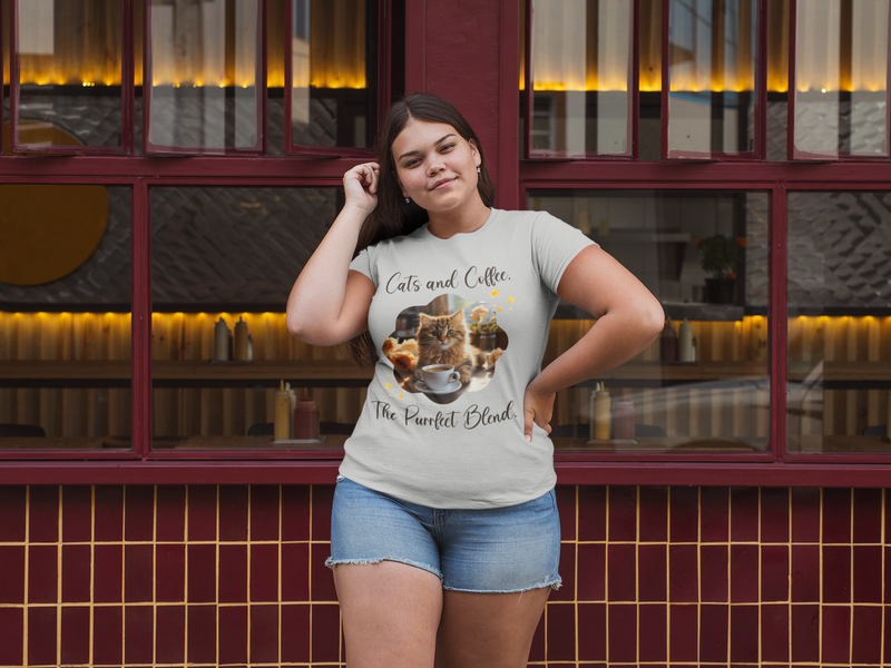 The Cats & Coffee Purrfect Blend T-Shirt – Funny & Cozy Tee