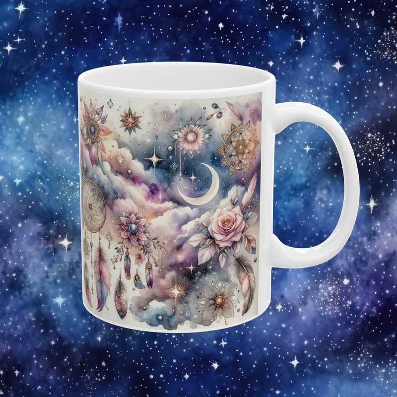 The Celestial Boho Mug – Dreamy & Artistic Coffee Cup for Free Spirits 11oz