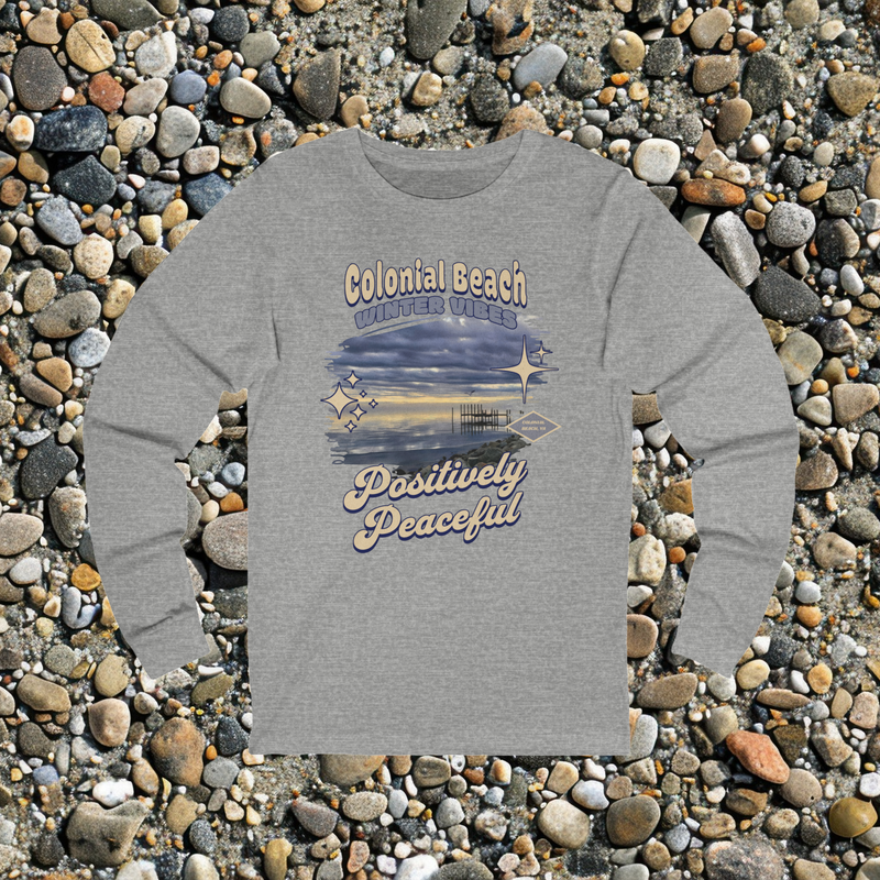❄️ Colonial Beach Winter Vibes Long-Sleeve Premium Tee Athletic Heather