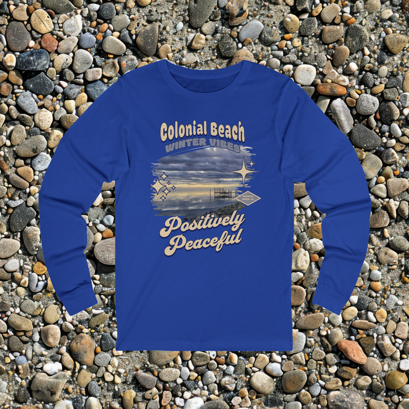 ❄️ Colonial Beach Winter Vibes Long-Sleeve Premium Tee True Royal