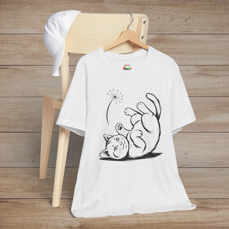 🐾 Dandelion Whiskers – Premium Playful Cat Graphic Tee Ash