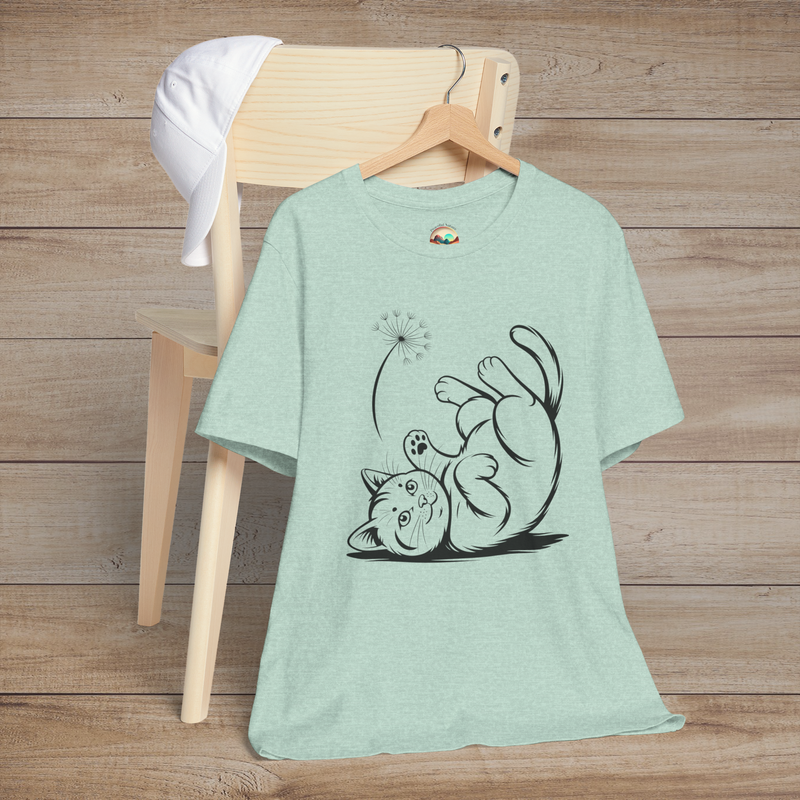 🐾 Dandelion Whiskers – Premium Playful Cat Graphic Tee Heather Prism Mint