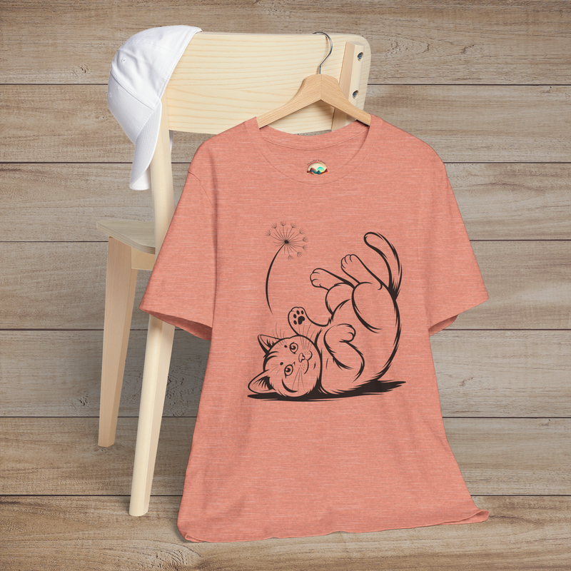 🐾 Dandelion Whiskers – Premium Playful Cat Graphic Tee Heather Prism Sunset