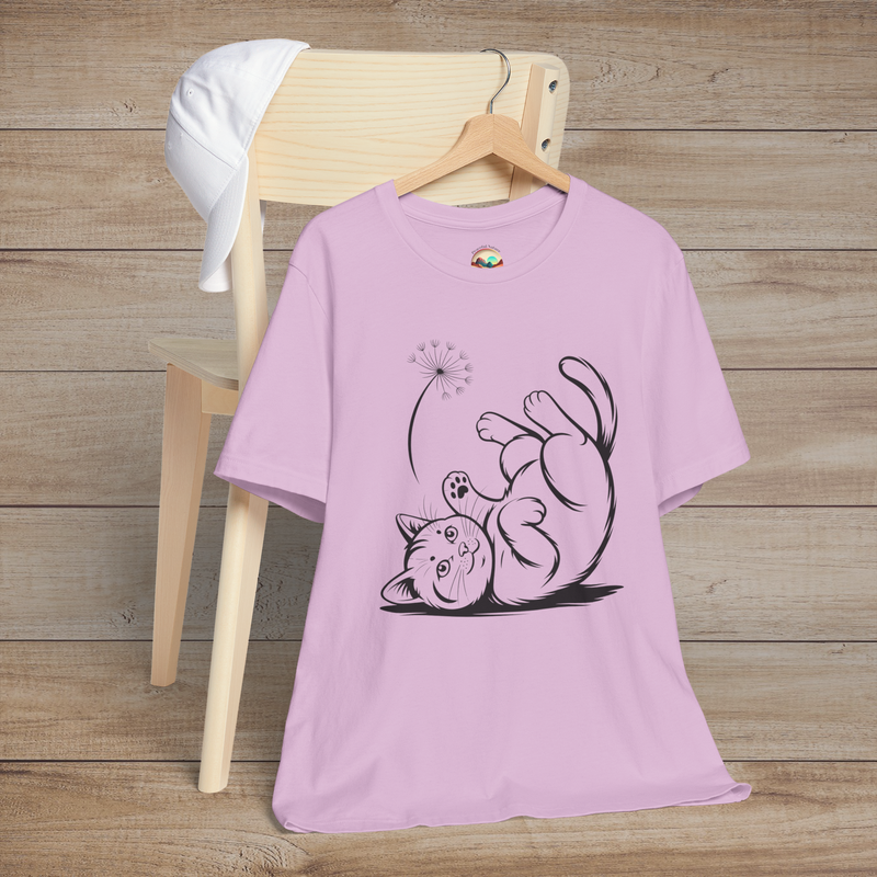 🐾 Dandelion Whiskers – Premium Playful Cat Graphic Tee Lilac