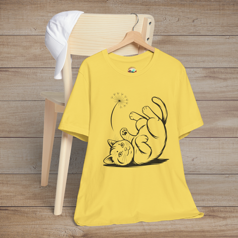 🐾 Dandelion Whiskers – Premium Playful Cat Graphic Tee Maize Yellow