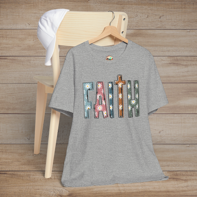 Faith in Bloom – Premium Floral Block Letter Graphic Tee 🌼 Athletic Heather