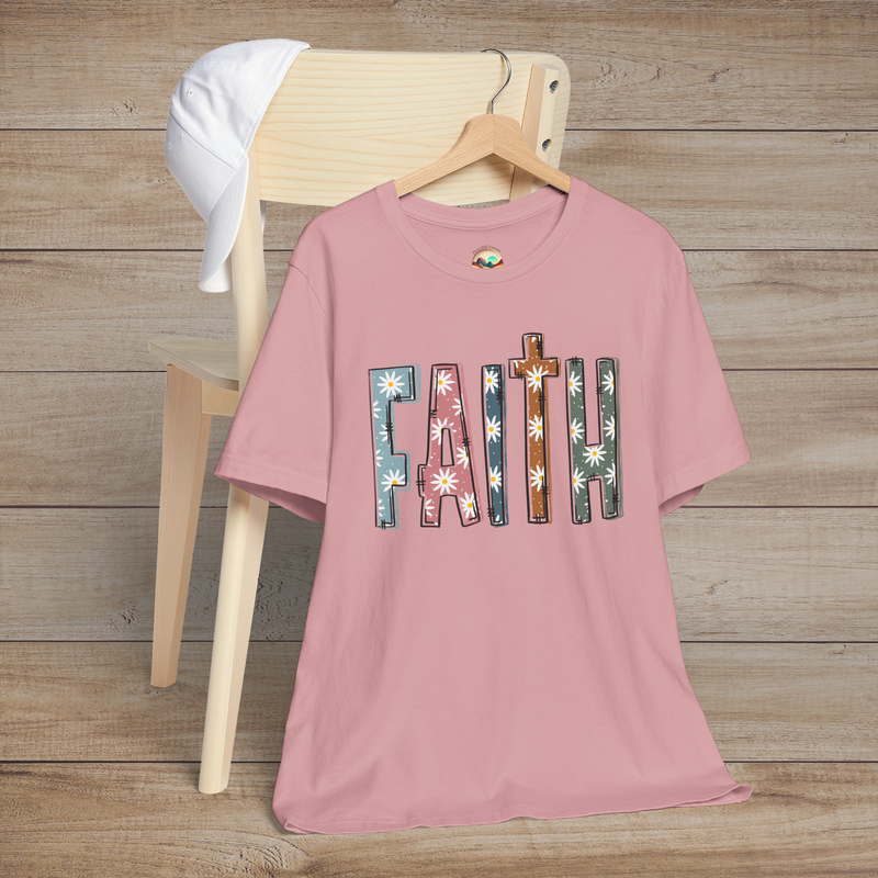 Faith in Bloom – Premium Floral Block Letter Graphic Tee 🌼 Orchid