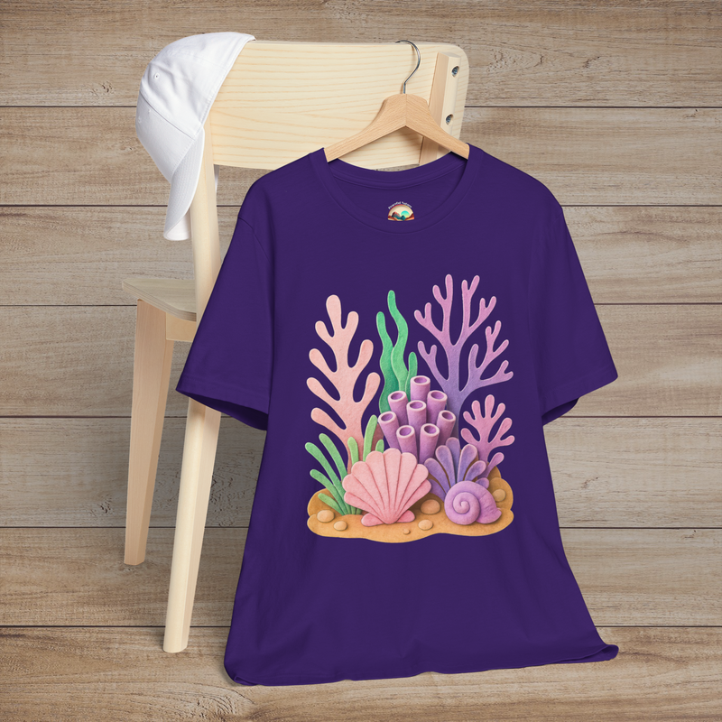 ✨ Felt Coral Reef T-Shirt – Pastel Ocean-Inspired Premium Unisex Tee Team Purple