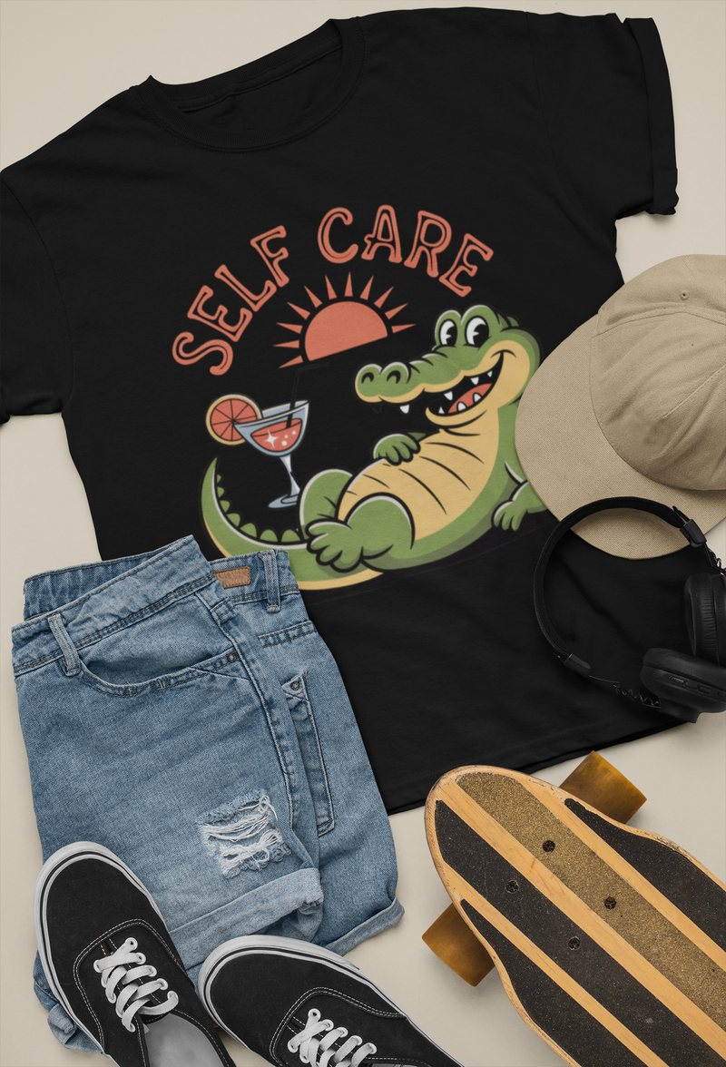 Self Care – Premium Relaxed Alligator Graphic Tee