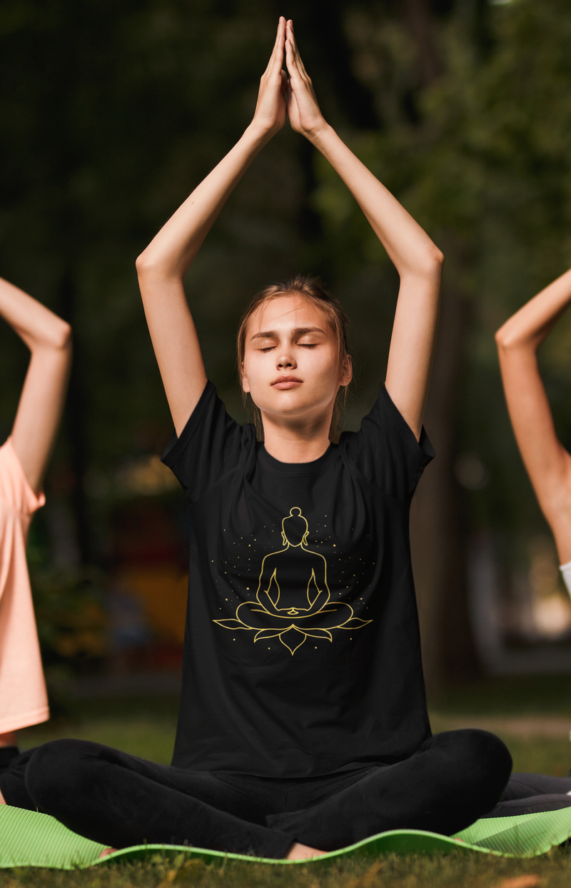The Golden Zen Lotus Meditation T-Shirt - Mindfulness & Inner Peace Tee