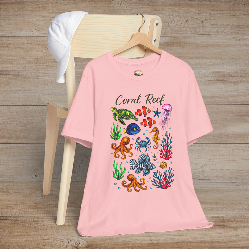 🐠 Coral Reef Celebration – Premium Ocean Life Graphic Tee Pink