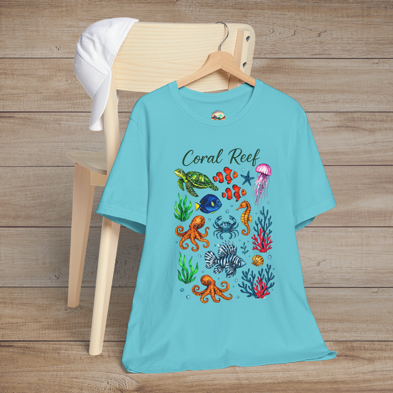 🐠 Coral Reef Celebration – Premium Ocean Life Graphic Tee Turquoise