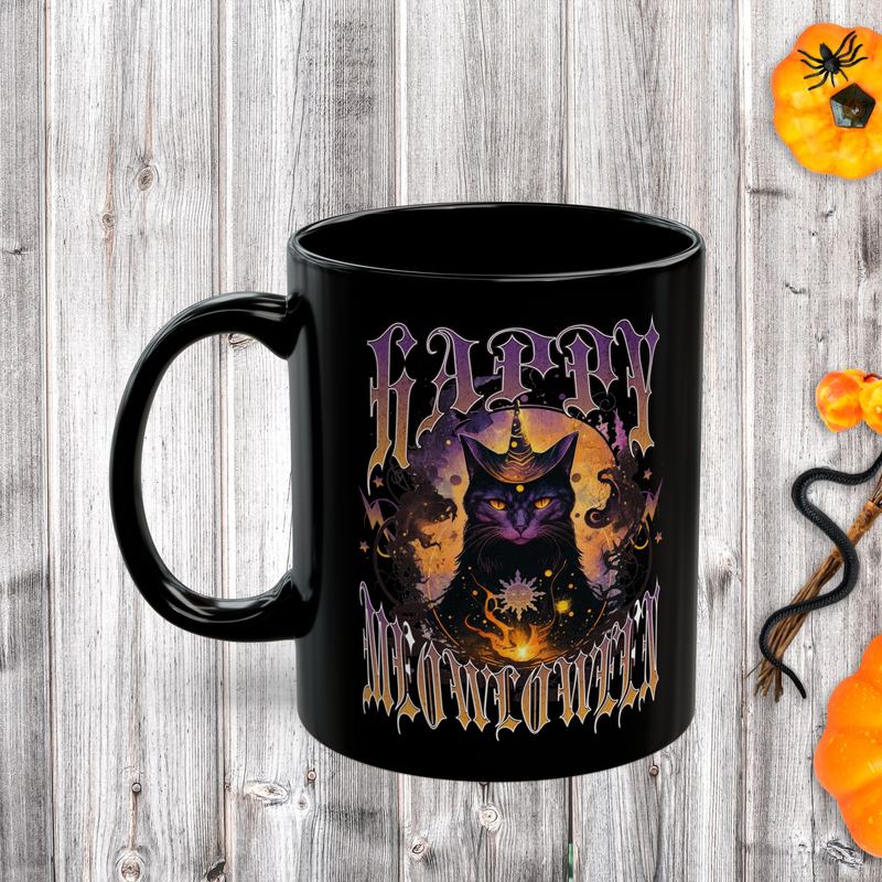 The “Happy Meowloween” Mug - Cute Black Cat Halloween Coffee Cup 11oz