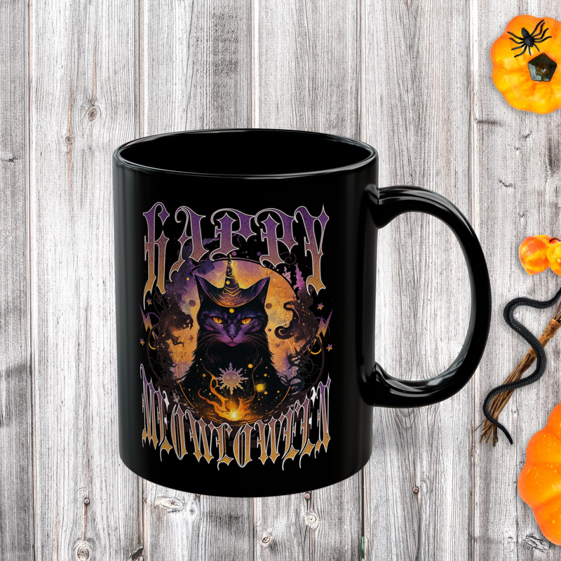 The “Happy Meowloween” Mug - Cute Black Cat Halloween Coffee Cup