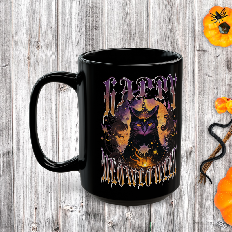 The “Happy Meowloween” Mug - Cute Black Cat Halloween Coffee Cup 15oz