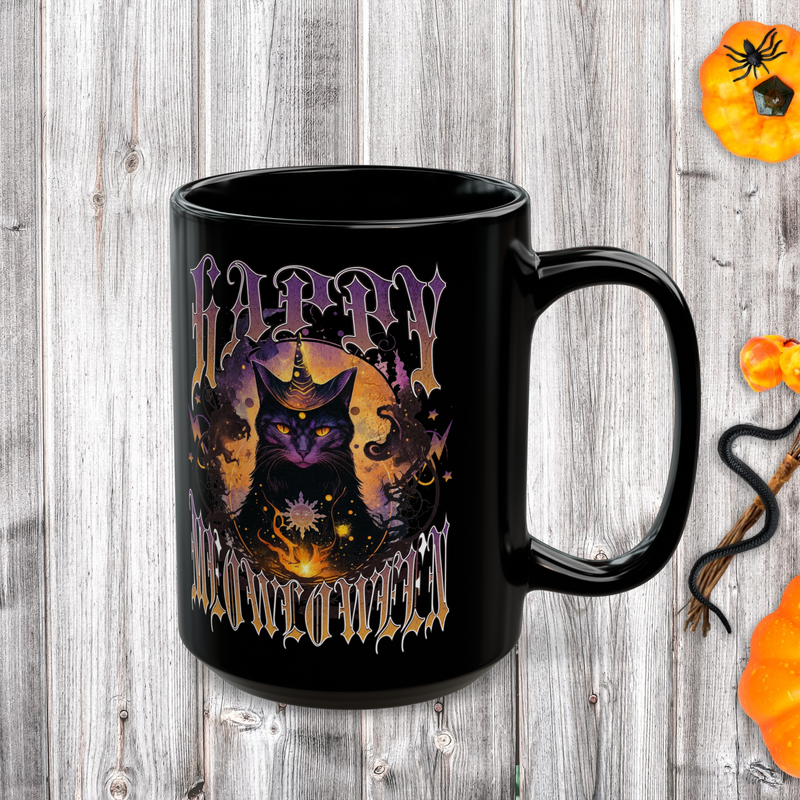 The “Happy Meowloween” Mug - Cute Black Cat Halloween Coffee Cup