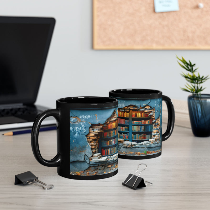 Hidden Library mug duo on a modern desk setup – great for writers, creatives, and bookworms alike.