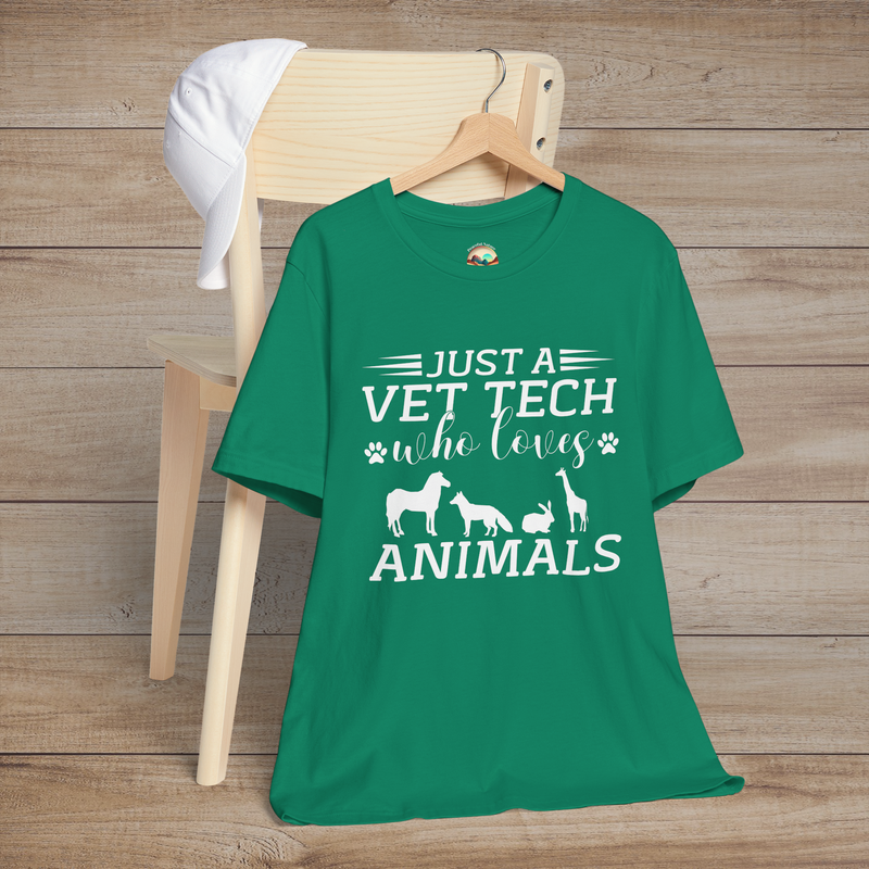 Just a Vet Tech Who Loves Animals T-Shirt - Cute Vet Tech Tee Kelly