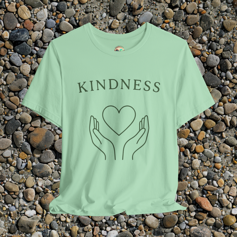 🧡 The Kindness T-Shirt – Minimalist Heart & Hands Graphic Tee for Gentle Souls Mint