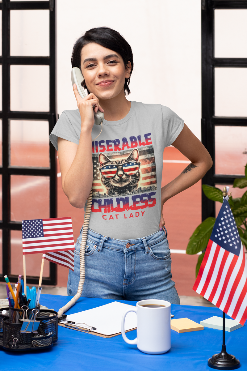 The Miserable Childless Cat Lady T-Shirt – Funny & Bold Statement Soft Tee