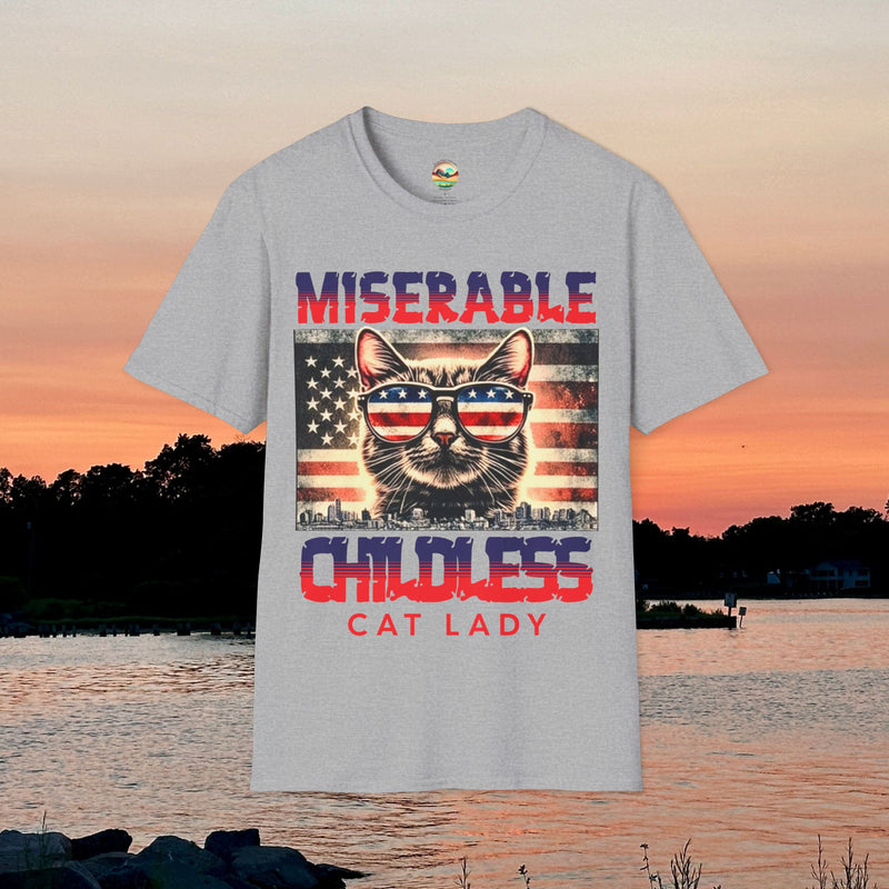The Miserable Childless Cat Lady T-Shirt – Funny & Bold Statement Soft Tee Sport Grey