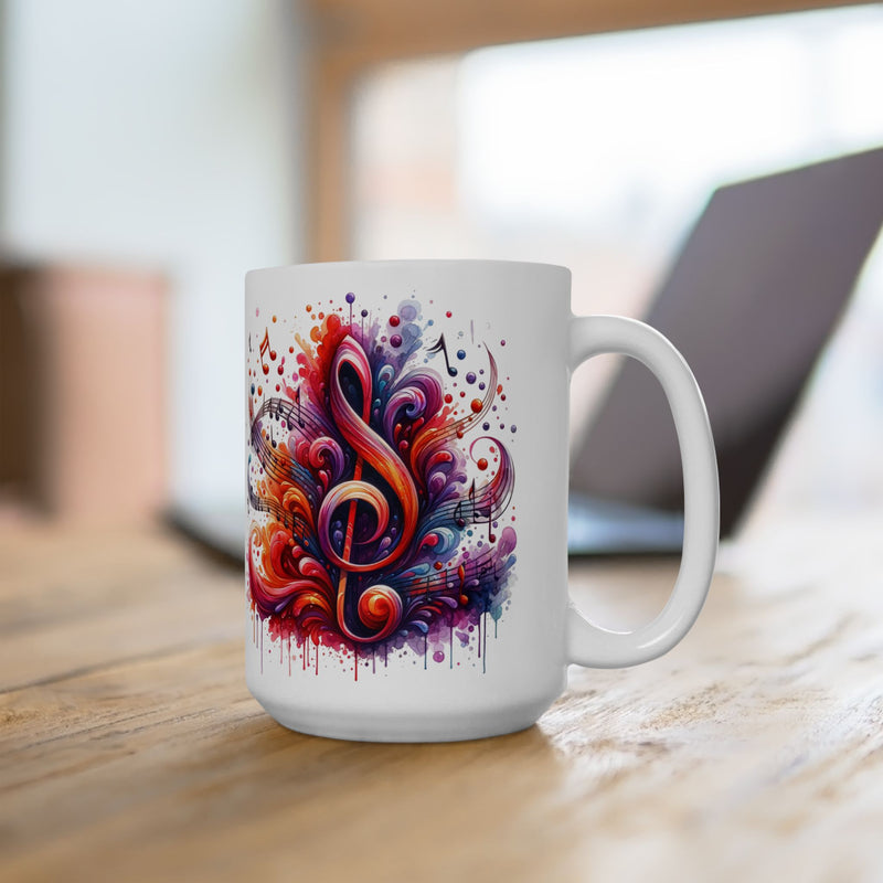 The Musical Notes Watercolor Mug – Colorful Gift for Music Lovers 15oz