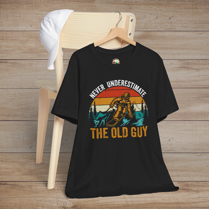 The Never Underestimate the Old Guy T-Shirt – Bold Adventure Tee Black