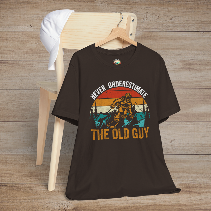 The Never Underestimate the Old Guy T-Shirt – Bold Adventure Tee Brown