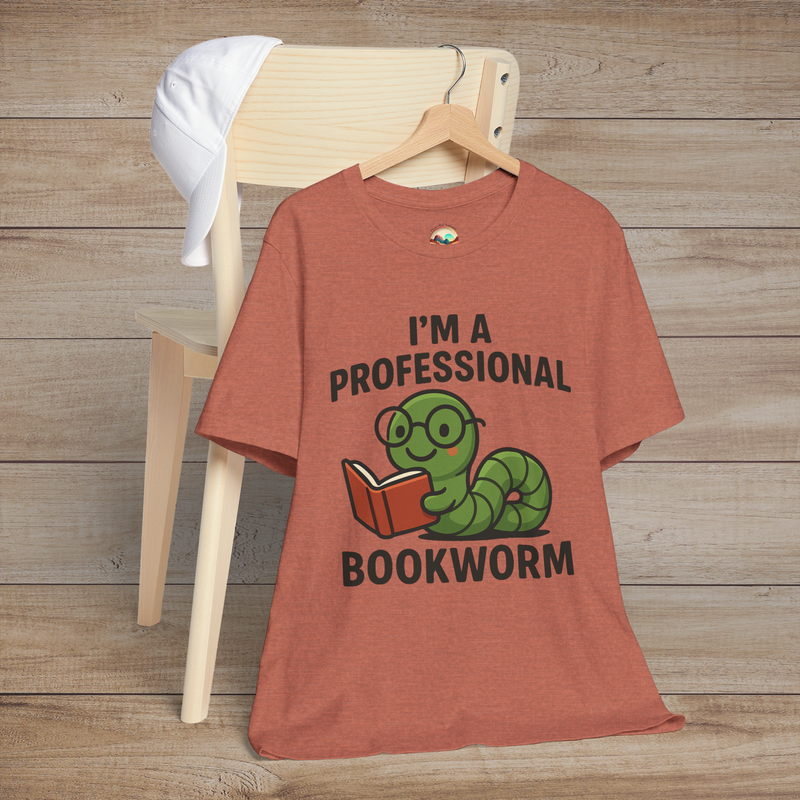 🐛 “I’m a Professional Bookworm” – Fun Graphic Tee for Reading Enthusiasts Heather Clay