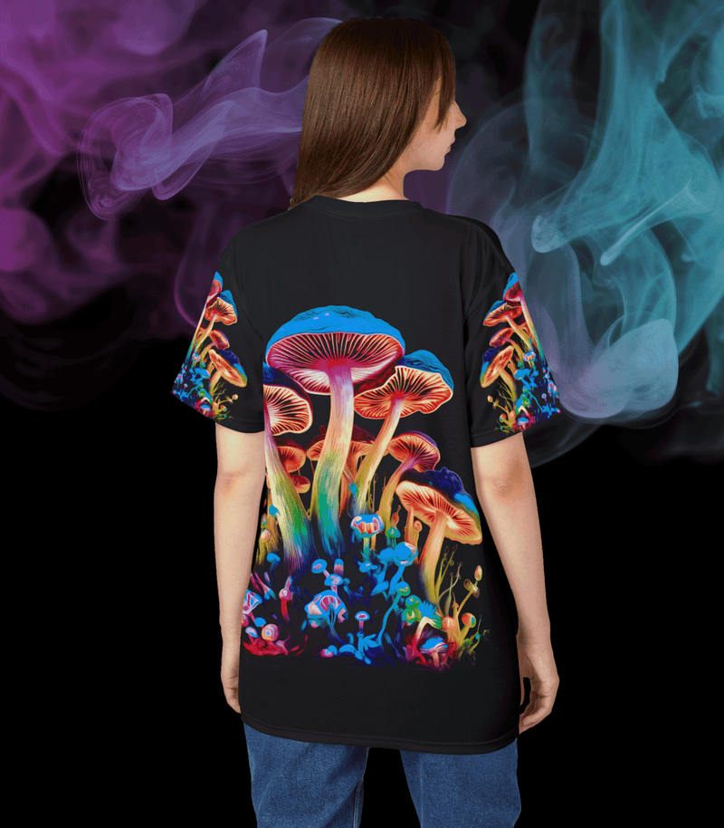 The Psychedelic Mushrooms All-Over-Print T-Shirt - A Wearable Masterpiece