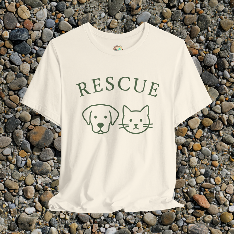 🐾 The Rescue T-Shirt – Dog & Cat Lover Tee Supporting Animal Shelters Natural