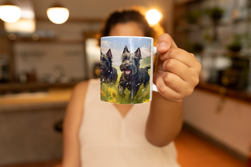 The Scottish Terrier White Coffee Mug – Cute Scottie Dog Playtime Cup