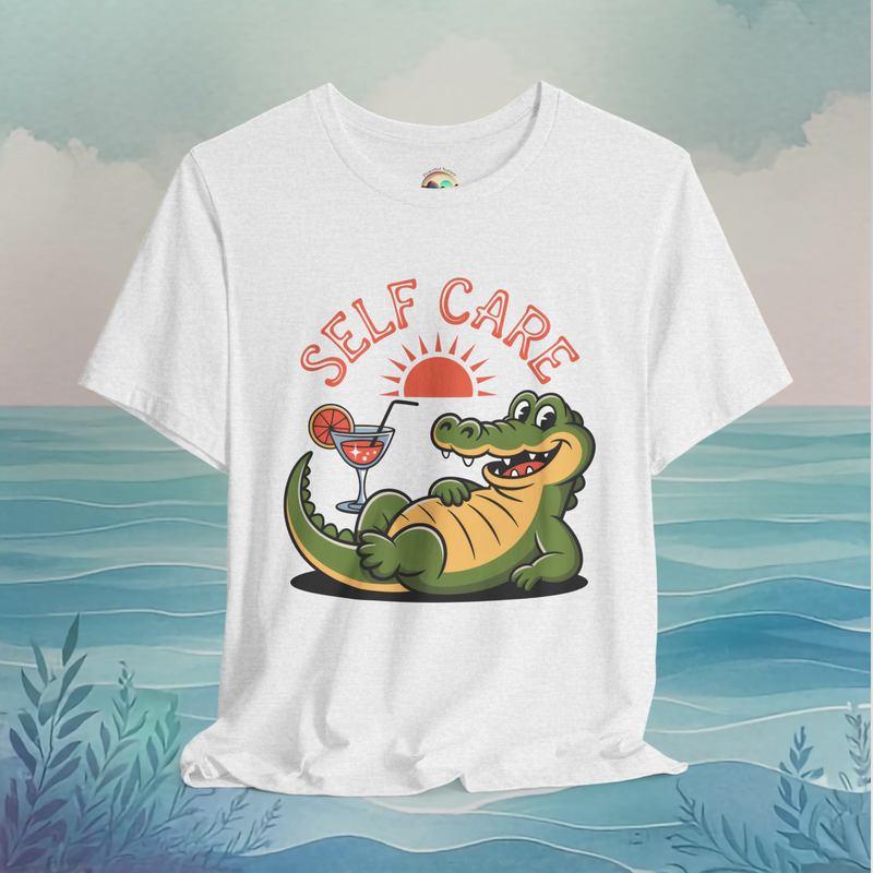 Self Care – Premium Relaxed Alligator Graphic Tee Ash