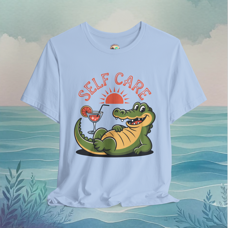Self Care – Premium Relaxed Alligator Graphic Tee Baby Blue