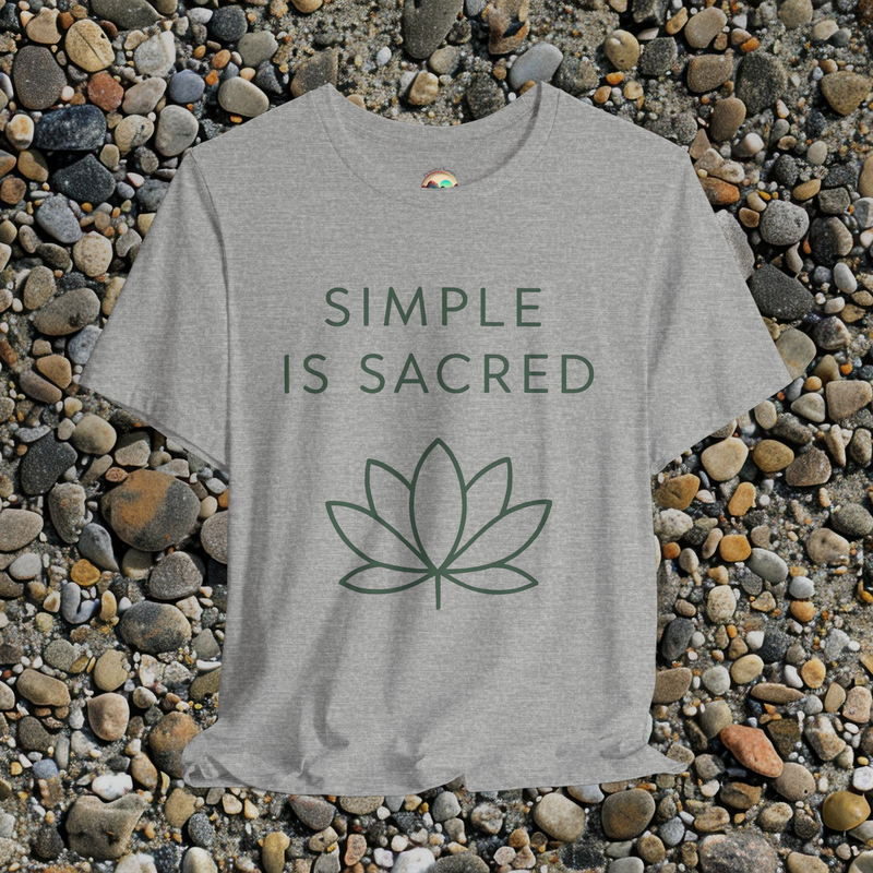 Simple Is Sacred Lotus Tee – Minimalist Earthy T-Shirt for Mindful Living Athletic Heather