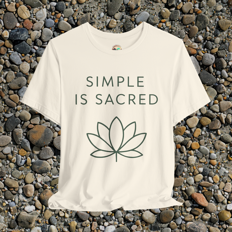 Simple Is Sacred Lotus Tee – Minimalist Earthy T-Shirt for Mindful Living Natural