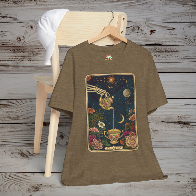 The “Spill the Tea” T-Shirt - Mystical & Celestial Gothic Tee Heather Olive