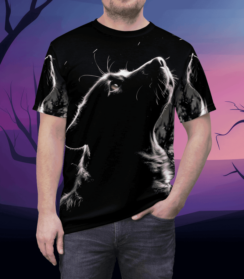 The Stargazing Dog Silhouette All-Over-Print T-Shirt