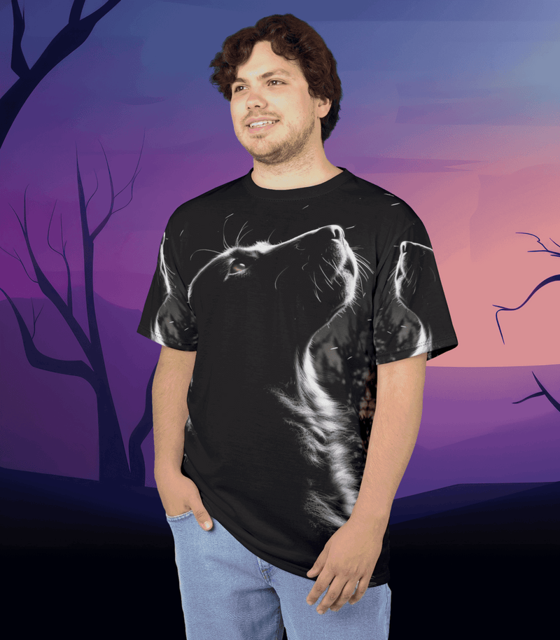 The Stargazing Dog Silhouette All-Over-Print T-Shirt