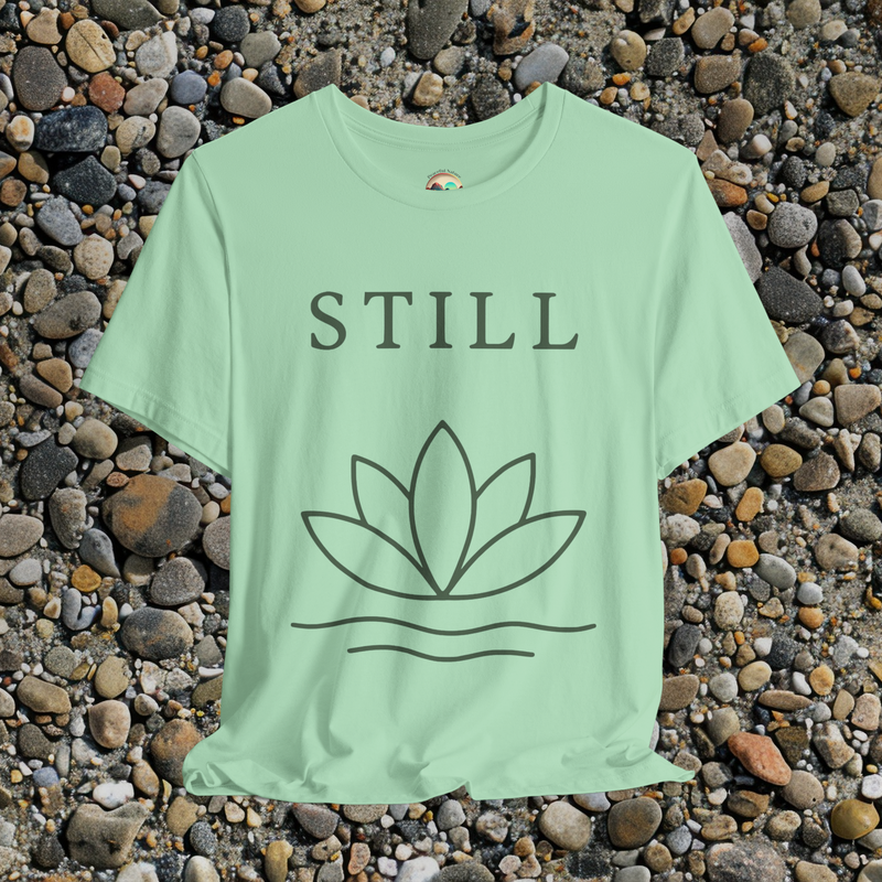 🧘 STILL T-Shirt – Minimalist Lotus Flower | Innerverse & Soulful Apparel Mint