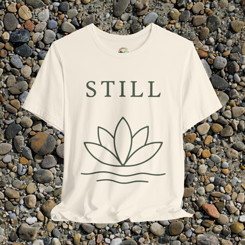 🧘 STILL T-Shirt – Minimalist Lotus Flower | Innerverse & Soulful Apparel Natural