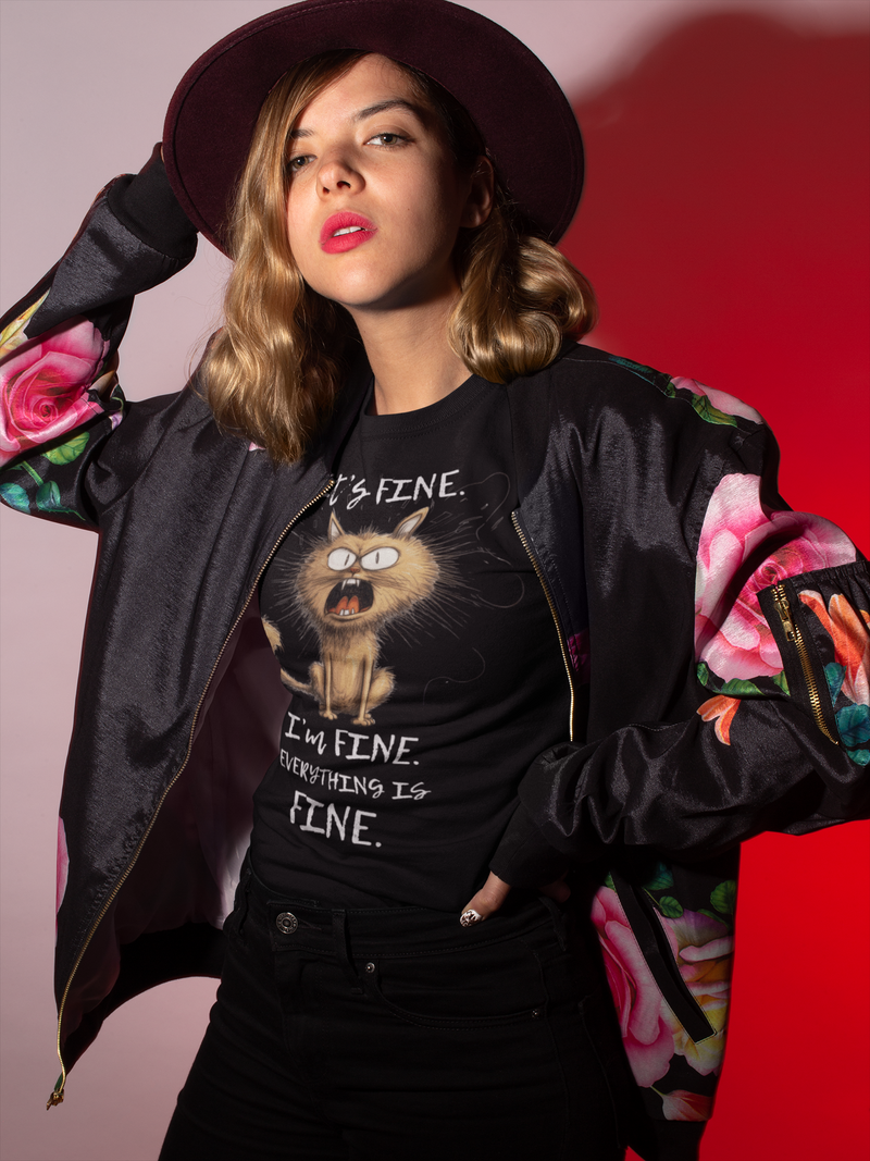The "It’s Fine I’m Fine" T-Shirt – Funny Stressed Out Cat Tee