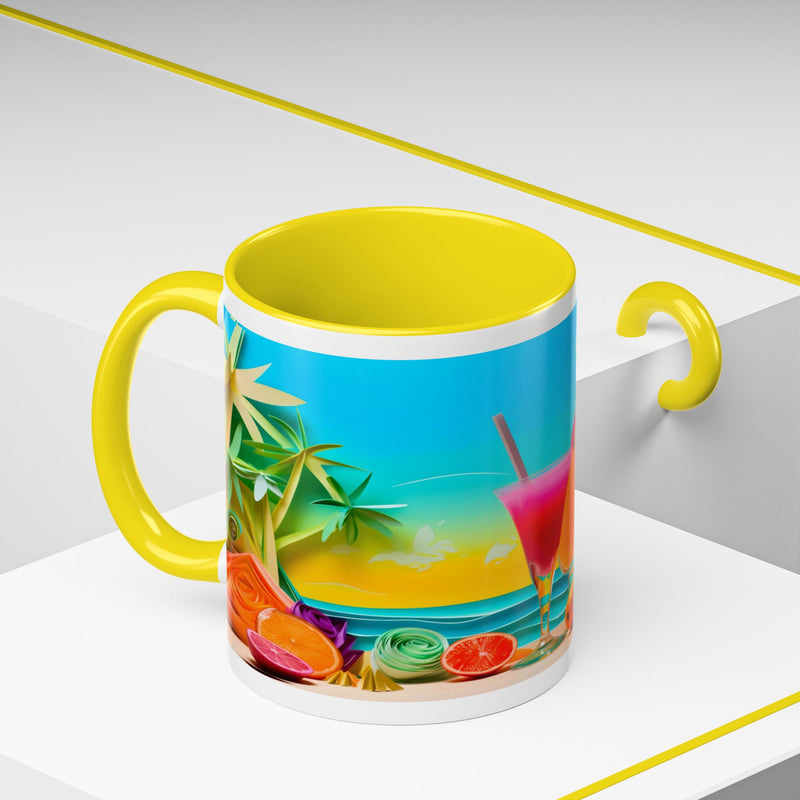 The Tropical Bliss Mug – Vibrant Beach-Themed Coffee Cup 11oz Yellow